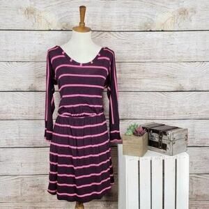 Splendid Long Sleeve Drop‎ Waist Striped Dress Small